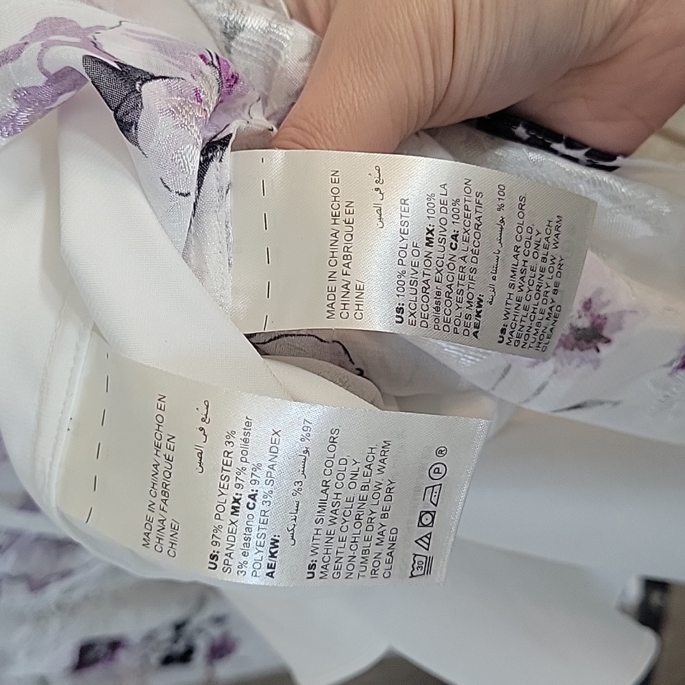 White House Black Market Floral Blouse - White and Purple - Picture 4 of 6